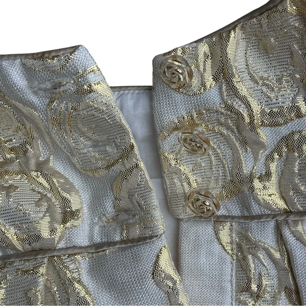 EUC Heirloom Polly‎ Finders Gold Rose Brocade Dress 6-9 Mo Holiday Festive